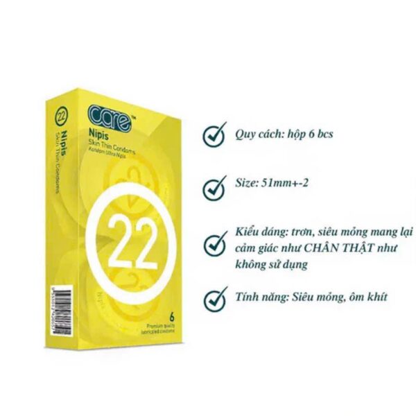 Bao cao su siêu mỏng CARE 22 Nipis